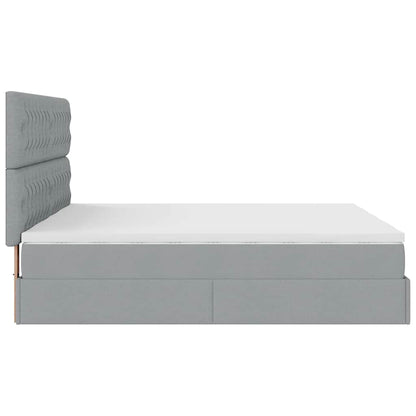 Cadre de lit ottoman et matelas gris clair 160x200cm tissu