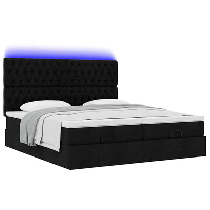 Cadre de lit ottoman avec matelas noir 160x200 cm tissu