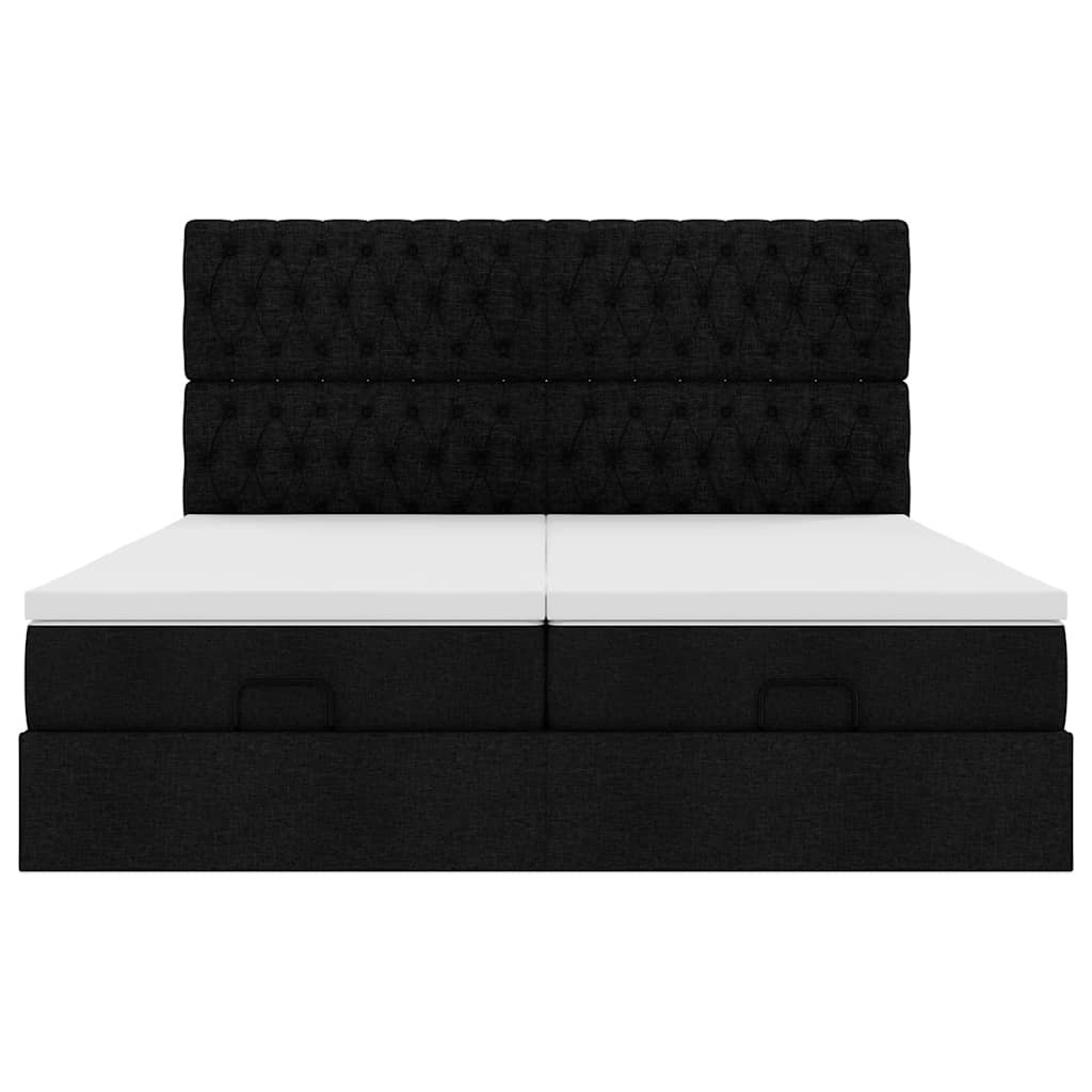 Cadre de lit ottoman avec matelas noir 160x200 cm tissu