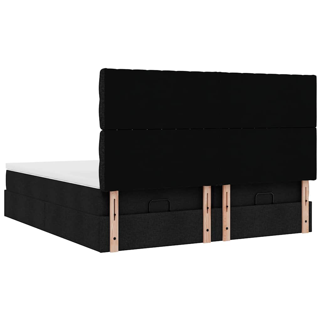 Cadre de lit ottoman avec matelas noir 160x200 cm tissu