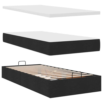 Cadre de lit ottoman avec matelas noir 160x200 cm tissu