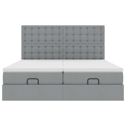 Cadre de lit ottoman et matelas gris clair 180x200cm tissu