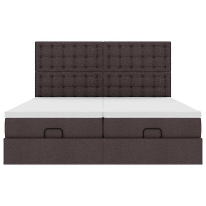 Cadre de lit ottoman avec matelas marron foncé 180x200 cm tissu