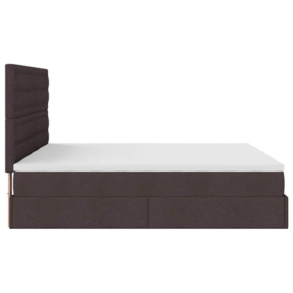 Cadre de lit ottoman avec matelas marron foncé 180x200 cm tissu