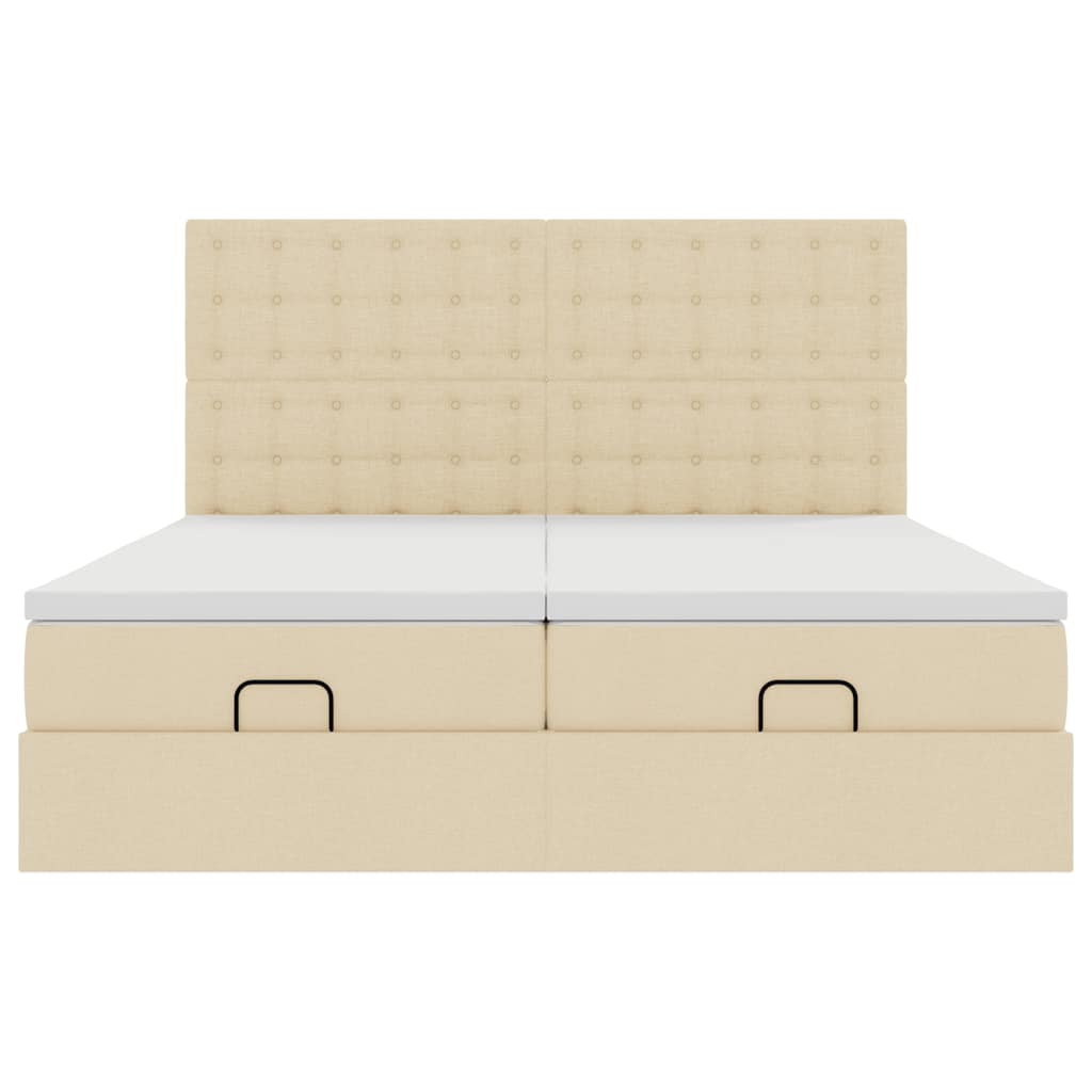 Cadre de lit ottoman avec matelas crème 180x200 cm tissu