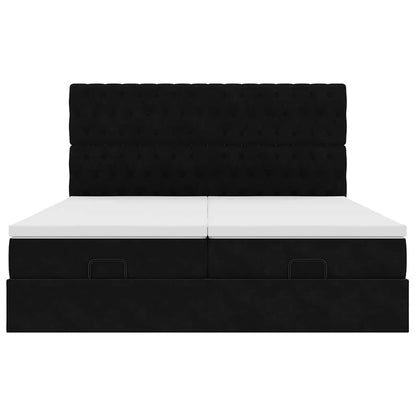 Cadre de lit ottoman avec matelas noir 160x200 cm velours