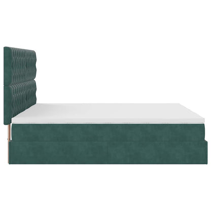 Cadre de lit ottoman avec matelas vert foncé 160x200 cm velours