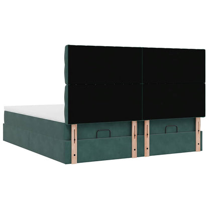 Cadre de lit ottoman avec matelas vert foncé 180x200cm velours