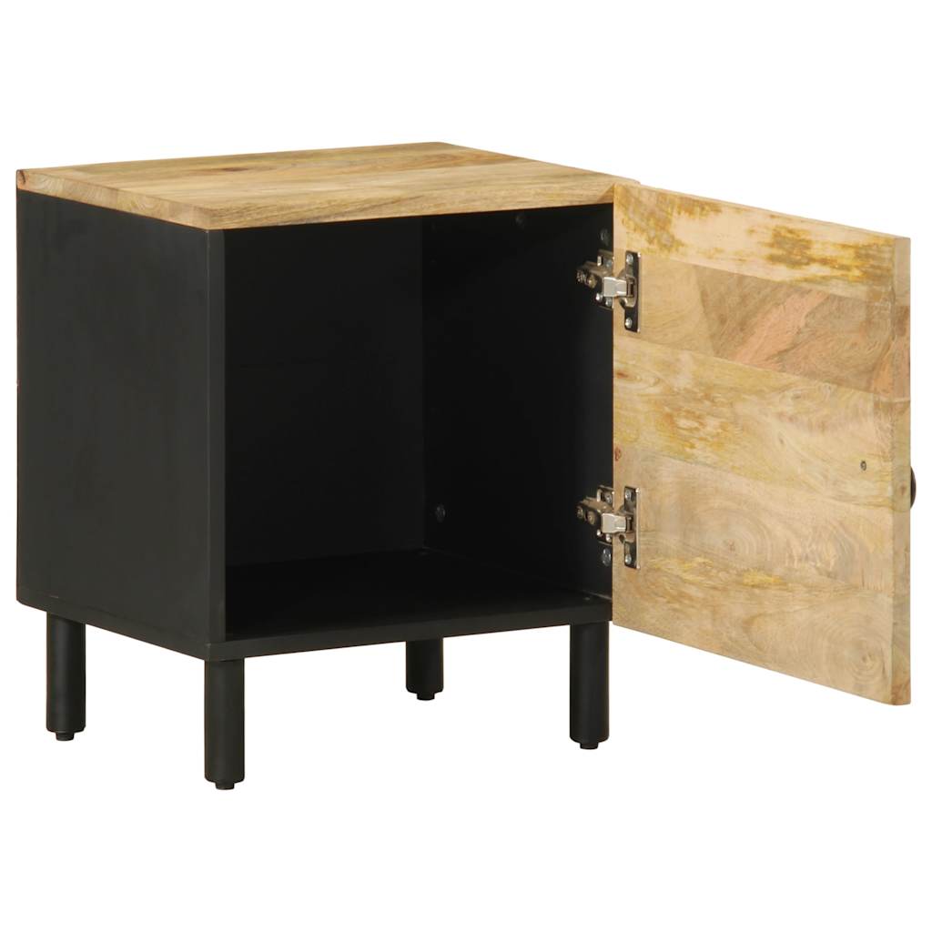 Tables de chevet 2 pcs noir bois de manguier massif brut