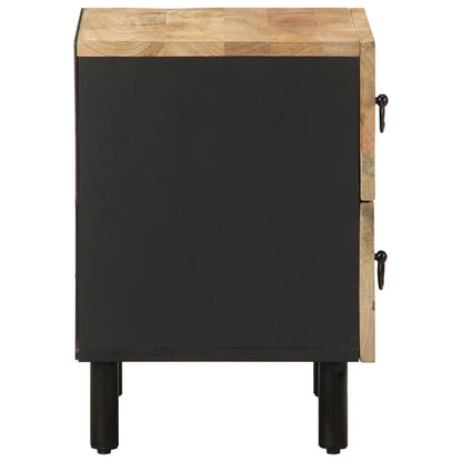 Table de chevet noir 40x33,5x46 cm bois de manguier massif brut