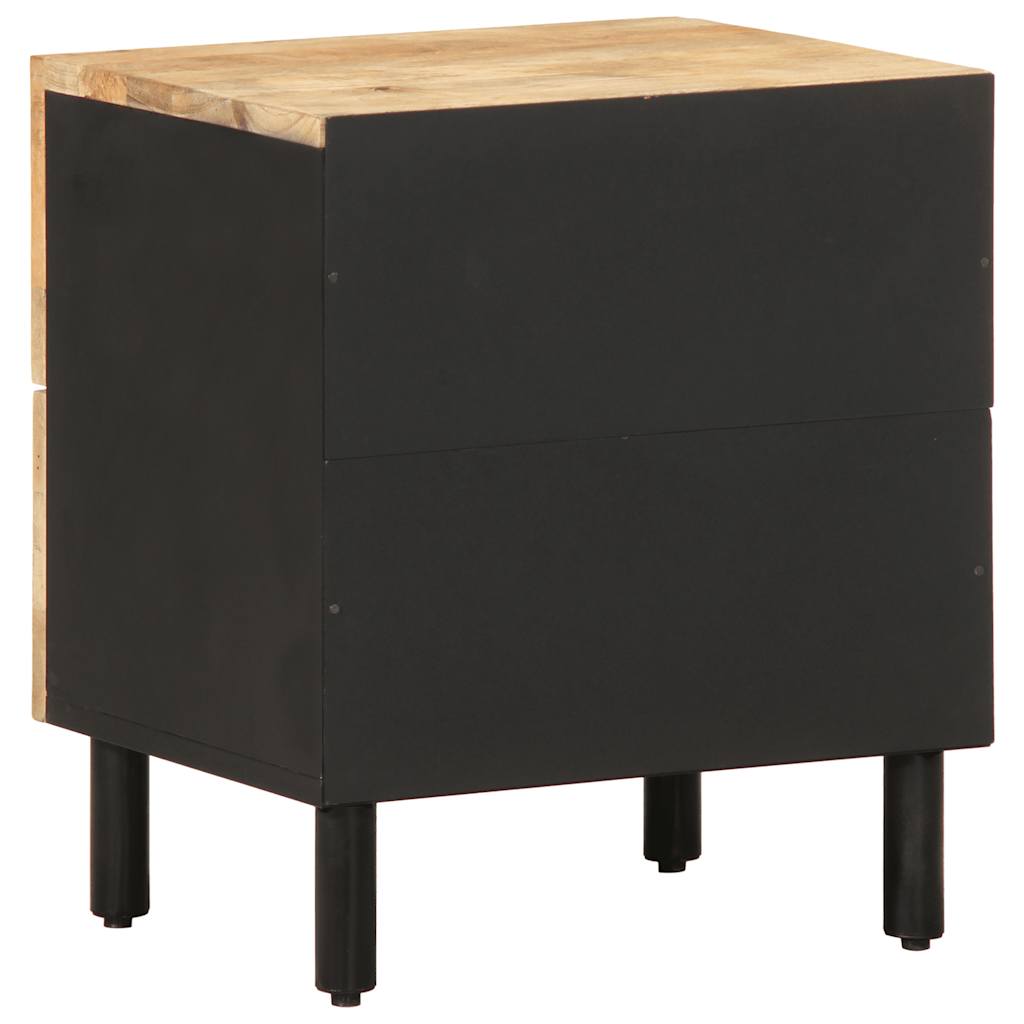 Table de chevet noir 40x33,5x46 cm bois de manguier massif brut