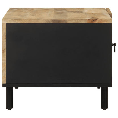 Table basse noir 80x50x40 cm bois de manguier massif brut