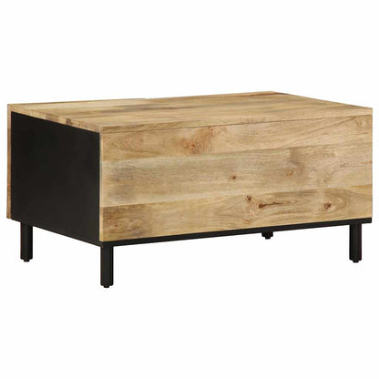 Table basse noir 80x50x40 cm bois de manguier massif brut