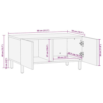 Table basse noir 80x50x40 cm bois de manguier massif brut