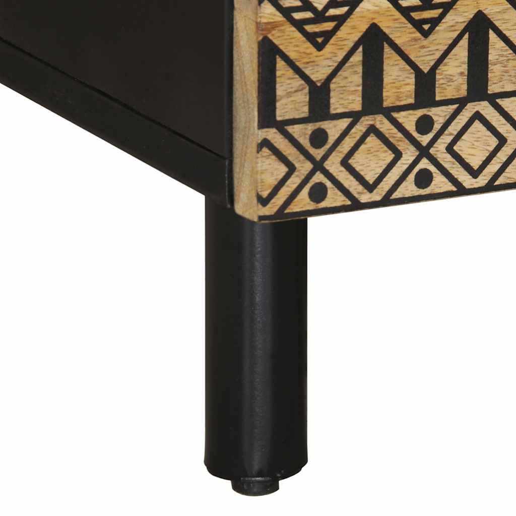 Table basse noir 80x50x40 cm bois de manguier massif brut