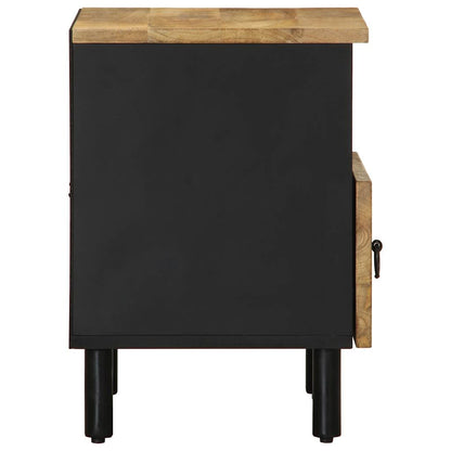 Table de chevet noir 40x33x46 cm bois de manguier massif brut