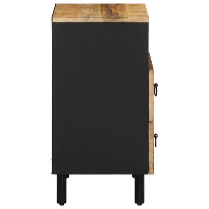 Table de chevet noir 50x33x62 cm bois de manguier massif brut