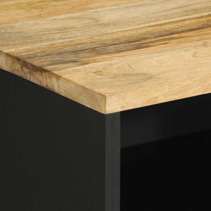 Table de chevet noir 50x33x62 cm bois de manguier massif brut