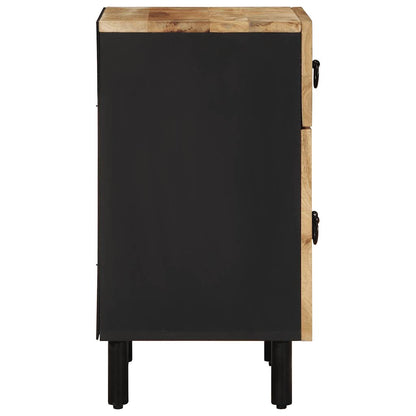 Table de chevet noir 50x33x60 cm bois de manguier massif brut