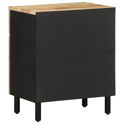 Table de chevet noir 50x33x60 cm bois de manguier massif brut