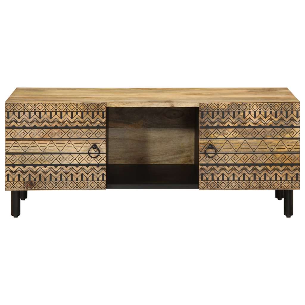 Table basse noir 100x54x40 cm bois massif de manguier brut