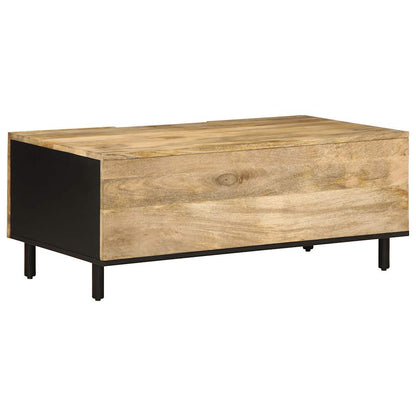 Table basse noir 100x54x40 cm bois massif de manguier brut