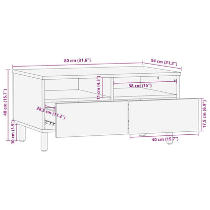 Table basse noir 80x54x40 cm bois massif de manguier brut