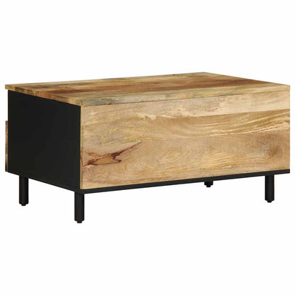 Table basse noir 80x54x40 cm bois massif de manguier brut