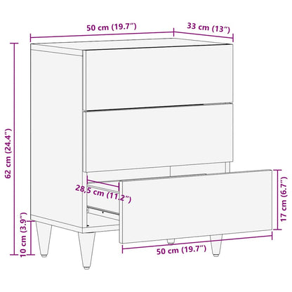 Table de chevet 50x33x60 cm bois de manguier massif