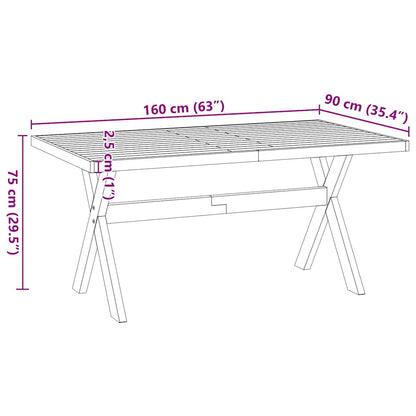 Table à manger NOAIN pieds en forme de X 160x90x75cm massif pin