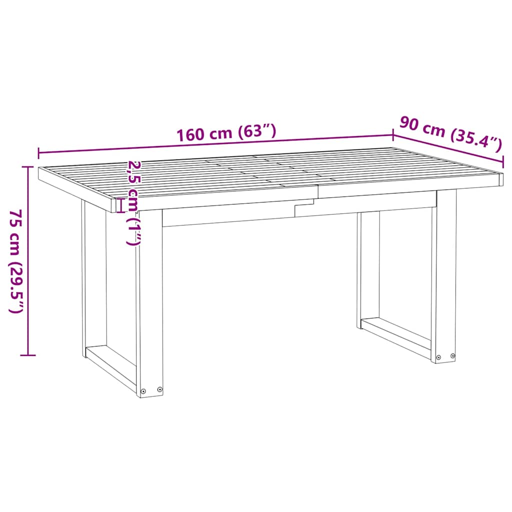 Table à manger NOAIN pieds en forme de U 160x90x75cm massif pin