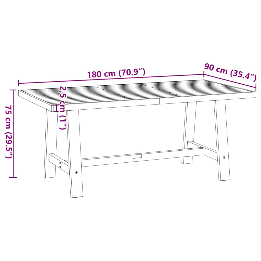 Table à manger NOAIN pieds en forme de A 180x90x75cm massif pin