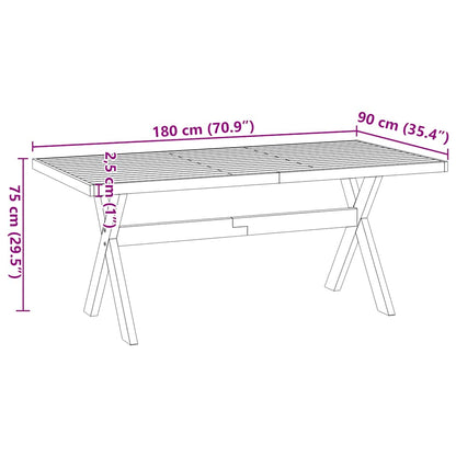 Table à manger NOAIN pieds en forme de X 180x90x75cm massif pin