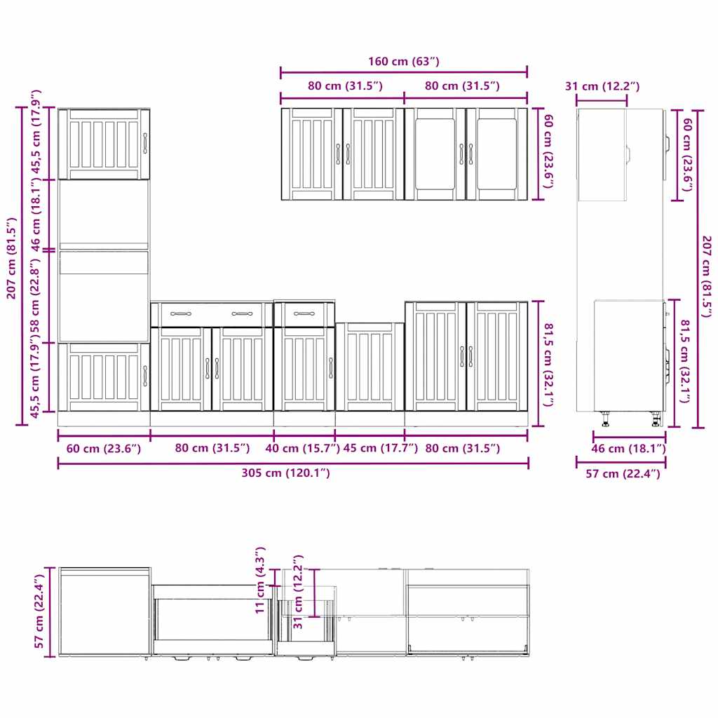 Ensemble D'armoires De Cuisine 7 Pcs Kalmar Bois D'ingénierie