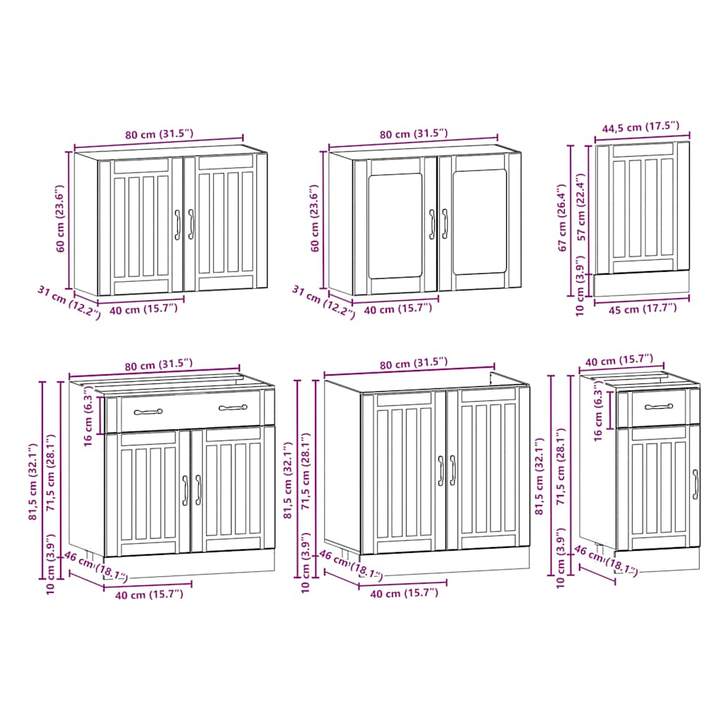 Ensemble D'armoires De Cuisine 7 Pcs Kalmar Bois D'ingénierie