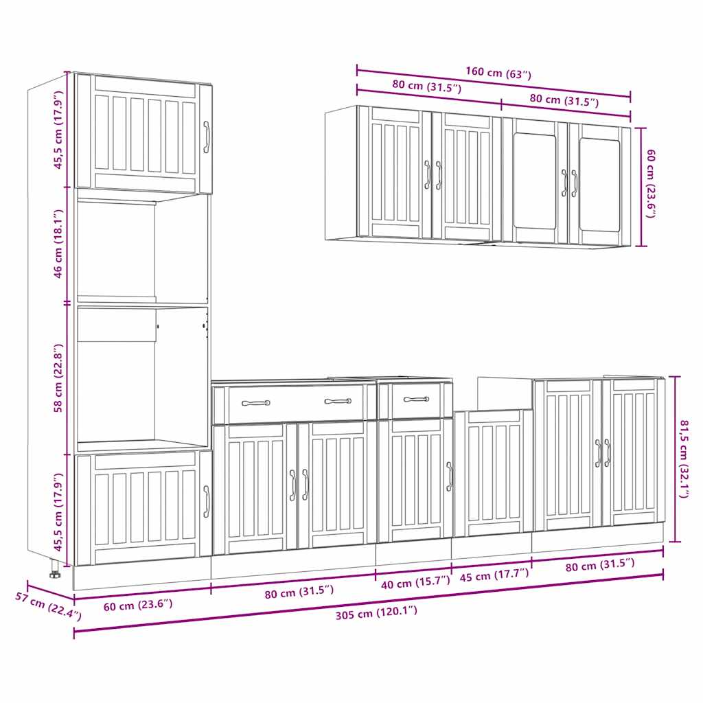 Ensemble D'armoires De Cuisine 7 Pcs Kalmar Bois D'ingénierie