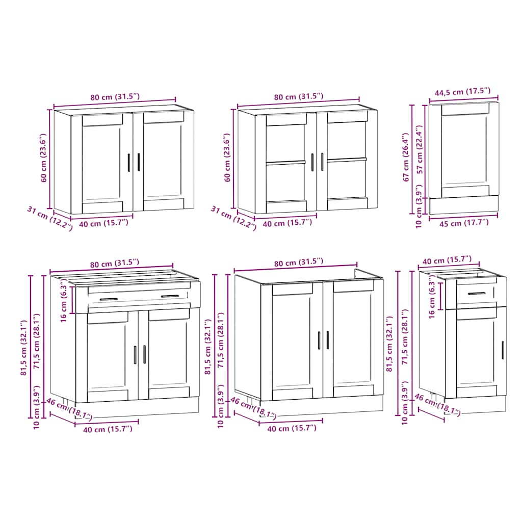 Ensemble D'armoires De Cuisine 7 Pcs Kalmar Bois D'ingénierie