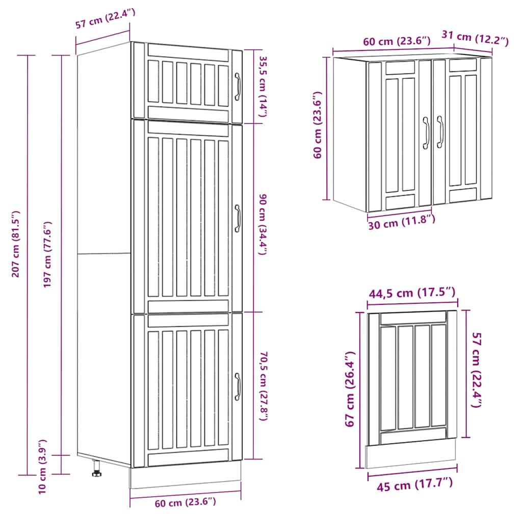 Ensemble D'armoires De Cuisine 8 Pcs Kalmar Bois D'ingénierie