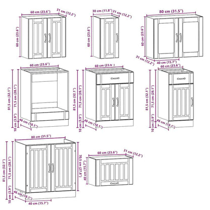 Ensemble D'armoires De Cuisine 8 Pcs Kalmar Bois D'ingénierie