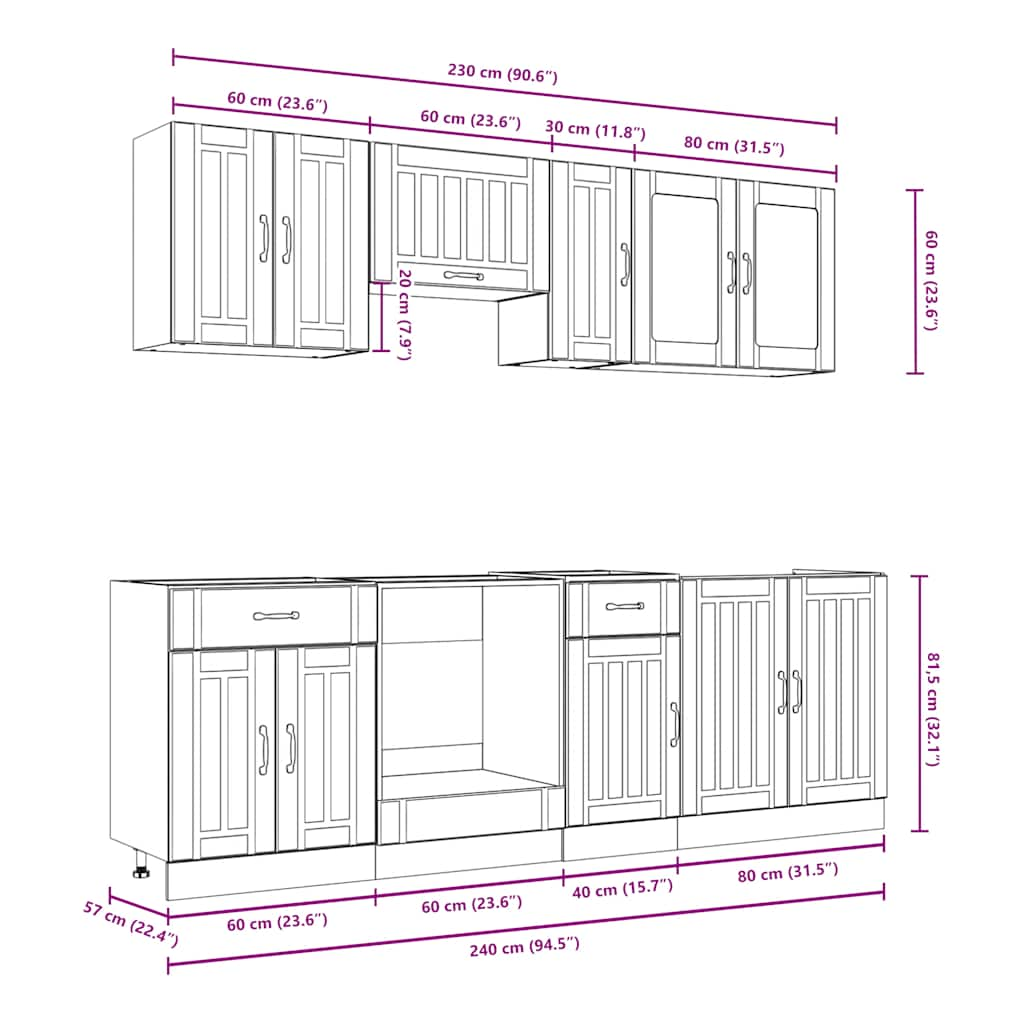 Ensemble D'armoires De Cuisine 8 Pcs Kalmar Bois D'ingénierie