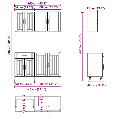 Ensemble D'armoires De Cuisine 4 Pcs Kalmar Bois D'ingénierie