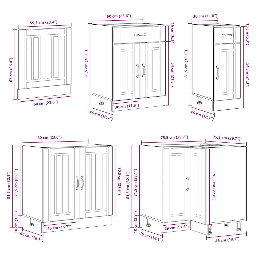 Ensemble D'armoires De Cuisine 11 Pcs Lucca Bois D'ingénierie