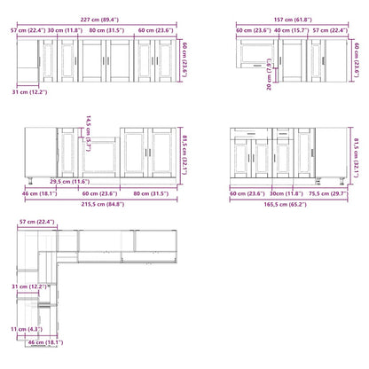 Ensemble D'armoires De Cuisine 11 Pcs Porto Bois D'ingénierie