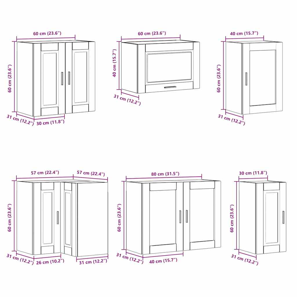 Ensemble D'armoires De Cuisine 11 Pcs Porto Bois D'ingénierie