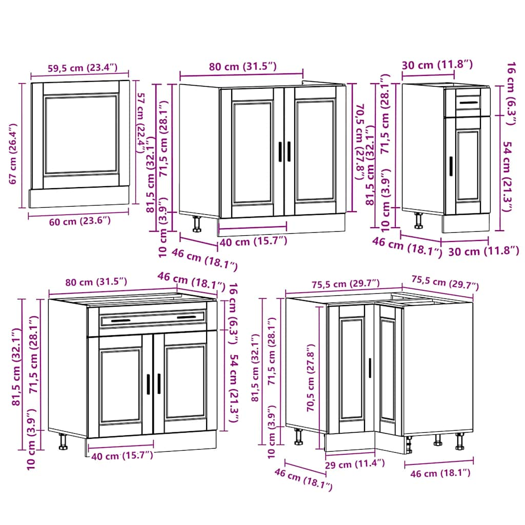 Ensemble D'armoires De Cuisine 11 Pcs Porto Bois D'ingénierie