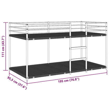 Lit superposé sans matelas noir 90x190 cm acier