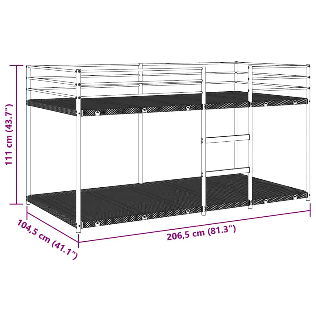 Lit superposé sans matelas noir 100x200 cm acier