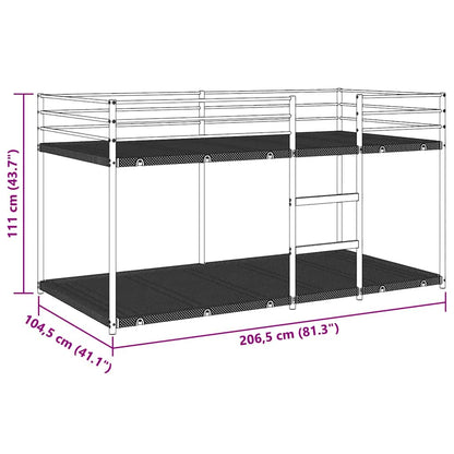 Lit superposé sans matelas noir 100x200 cm acier