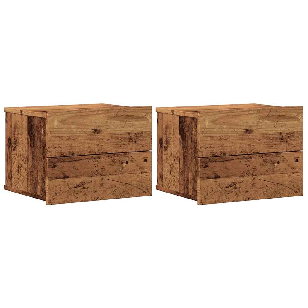 Tables de chevet murales 2 pcs vieux bois 40x32x30 cm