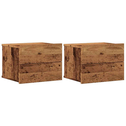 Tables de chevet murales 2 pcs vieux bois 40x32x30 cm